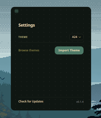 noted app showing theme selection dropdown with color swatches